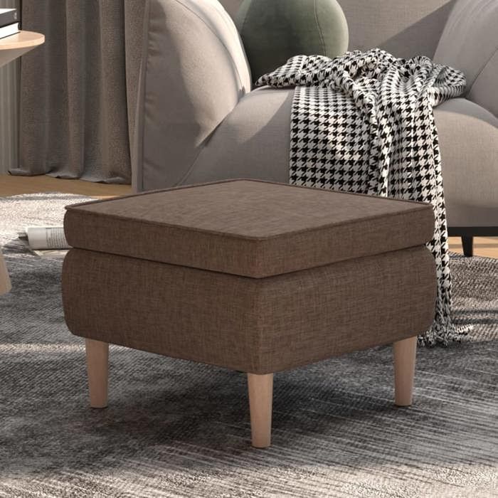 SOLDES dAutomneTabouret - Petit Fauteuil Salon pour chambre - avec pieds en bois Taupe Tissu - 52x52x42cm 365