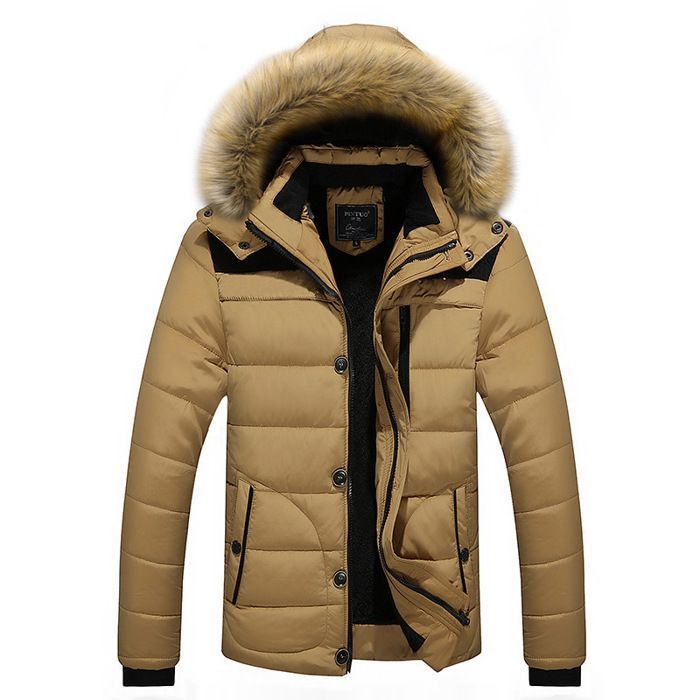 Doudoune Homme Hiver - Doudoune Chaud avec Capuche Amovible - Veste Ski Patinage - épais Confortable - Kaki