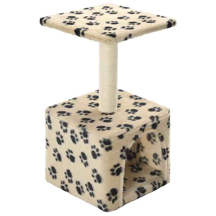 @FRENCH Arbre à chatMeuble relax à chat - TOP VENTES - avec griffoirs en sisal 55cm Beige Motif de pattes 6234813 @FRENCH Arbre à chatMeuble relax à chat - TOP VENTES - avec griffoirs en sisal 55cm Beige Motif de pattes 6234813