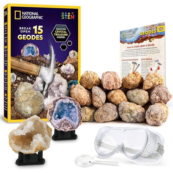 Kit Géodes Cristal Taille Baseball Kit De 3 Géodes à Briser Soi-même Steinfixx - Taille Baseball (7-8 Cm), 900-1000g Total - Avec Instructions - Pour Enfants, Cadeau, Chasse Au Trésor