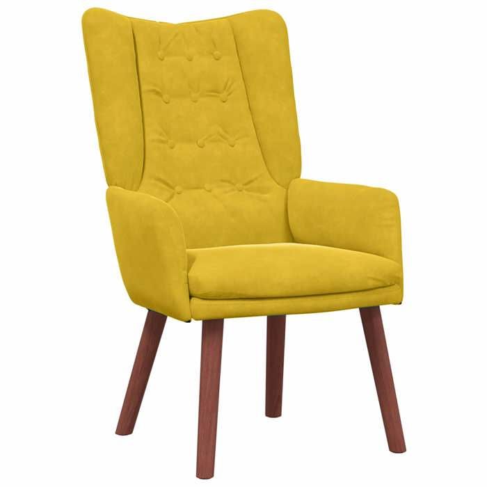 Les Soldes Fauteuil de Salon Scandinave (1 PLACE) - CLOUD - Chaise de Détente - Jaune 63x67x94 cm Velours J6350