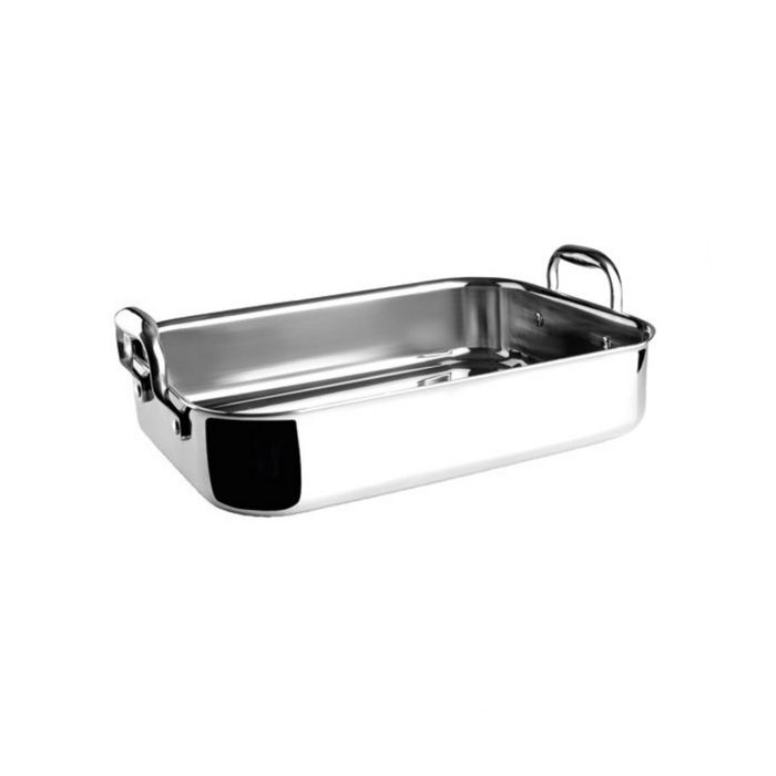 Plat à rôtir - LACOR - 60865 (Trichef) - 35 x 26 cm - Inox/intérieur aluminium - Anses rivetées ergonomiques