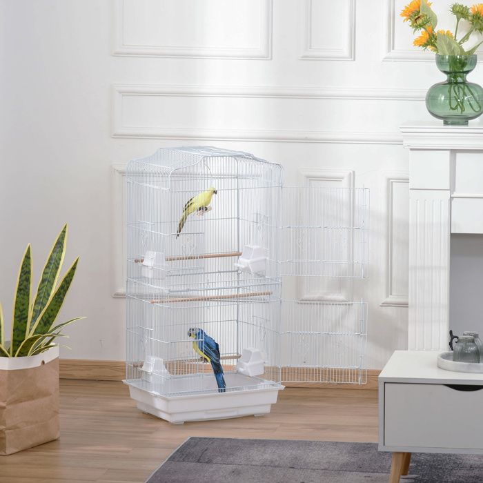 MOTHINESSTO729-Cage à oiseaux volière avec mangeoires perchoirs plateau excrément amovible cage pour canaris perruches perroquets 46