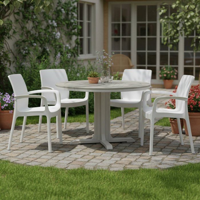 Lot de 4 Chaises dextérieur Sapps Dmora en plastique blanc Lot de 4 Chaises dextérieur Sapps Dmora en plastique blanc
