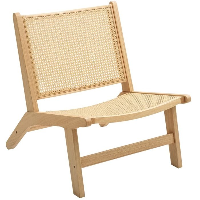 SENVIRO fauteuil de relaxation sans accoudoirs 64 x 70 x 74 cm dossier en rotin structure en bois dhevea