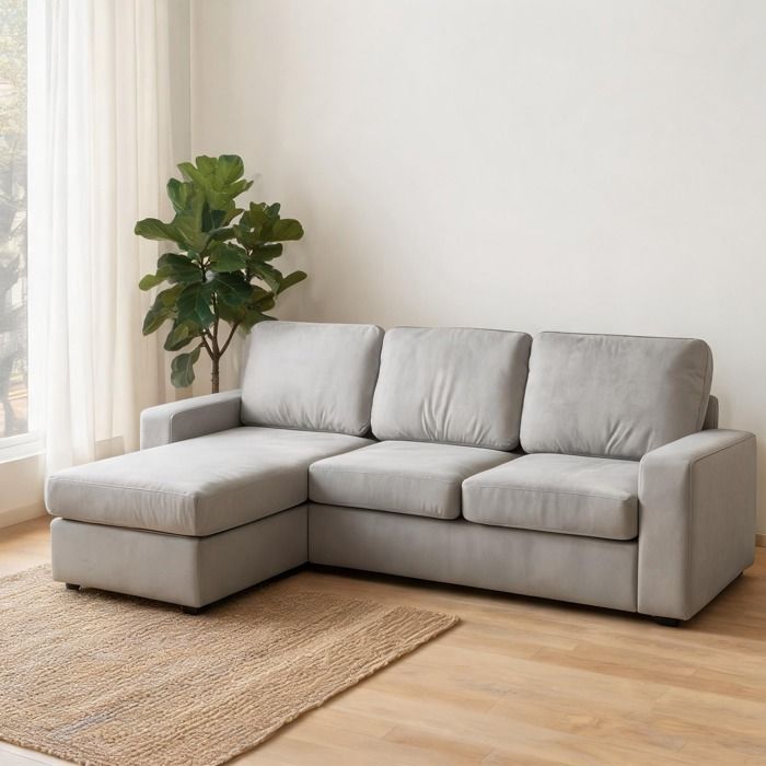 Canapé dangle 3 places en tissu polyester gray-toned 4 rangements bois et métal 2455 cm