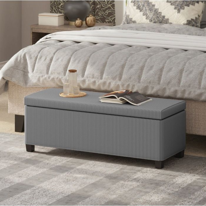 VUENOR Banc de rangement 112 x 42 x 40 cm gris – coffre 84 L 220 kg