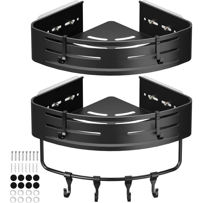 Etagere Angle Salle de Bain 2 Pièces Antirouille et Imperméable Etagere Salle Angle de Bain Accessoire Salle De Bain