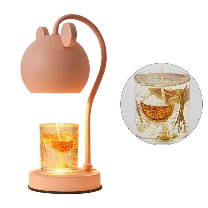 AUCUNE Lampe chauffe-bougie parfumée Chauffe-bougie parfumée lampe réglable en fer moderne et mignon deco lampe Prise UE Rose