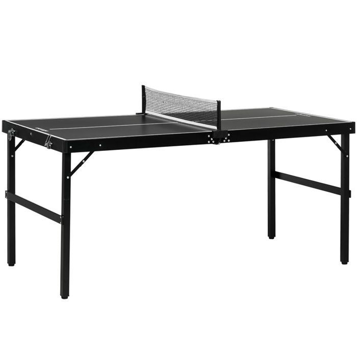 Table de ping-pong pliante avec cadre en aluminium et filet pour une utilisation intérieure et extérieure 152 x 76 x 72 cm Noir