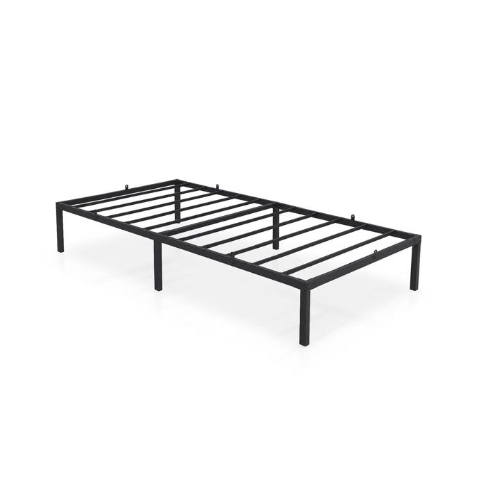 Lit pliant en métal AKORD 100x200 cm noir sommier 10 lattes 6 pieds sans matelas