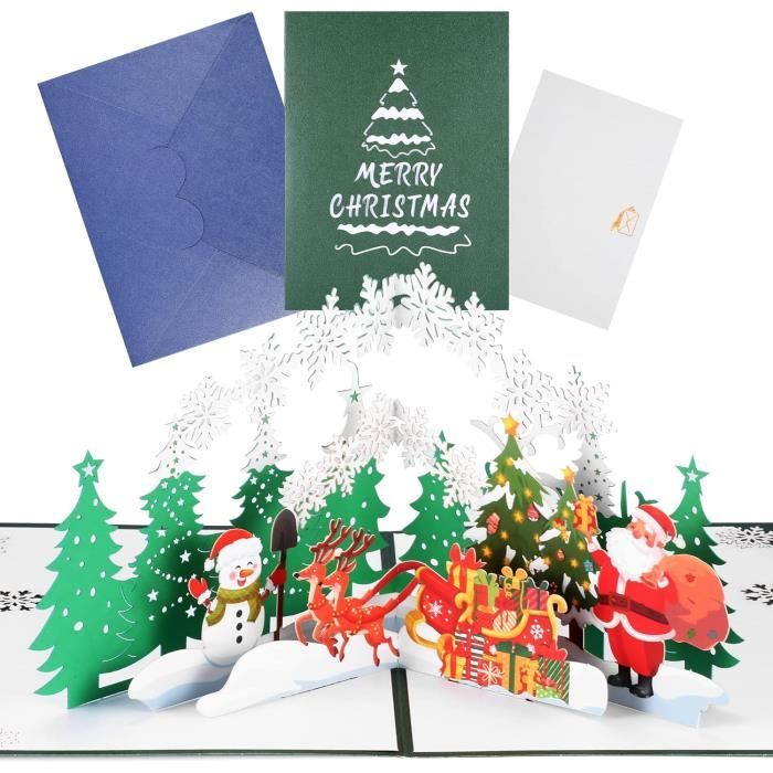 Carte De Vœux 3D Pop-up Pour Noël Avec Enveloppes Et Autocollants