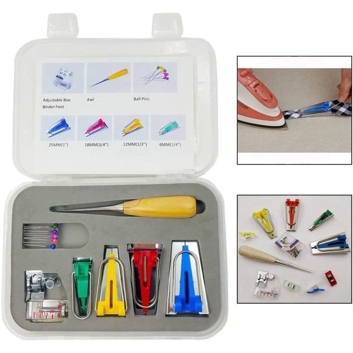 Kit Fabricant Biais 4 Tailles - 6mm à 25mm - Avec Pied De Biche Et Accessoires - Couture DIY