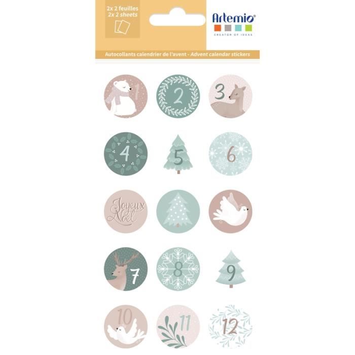 Stickers calendrier de l'Avent Let it snow 2,5 cm 60 pcs