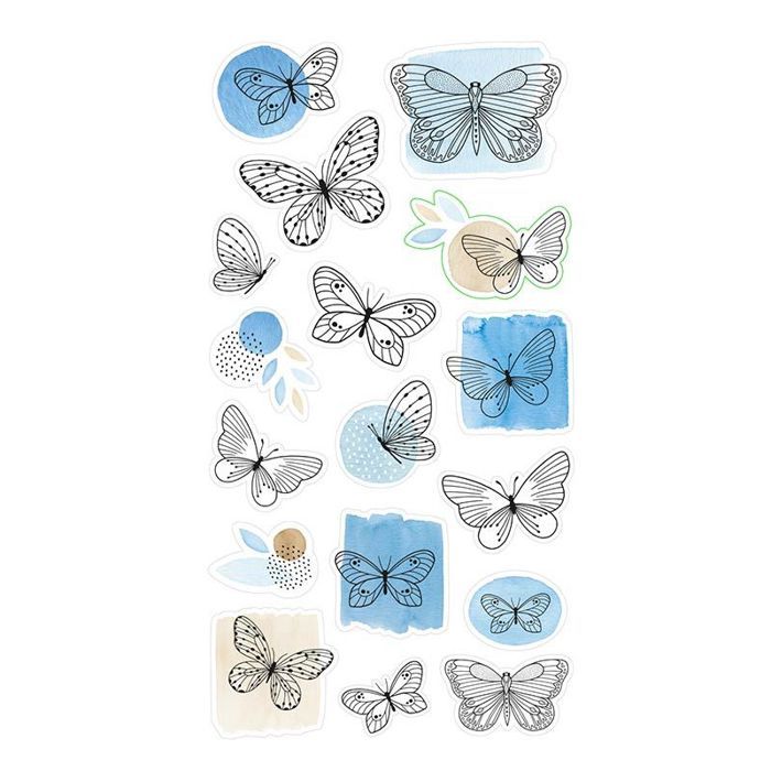 17 stickers puffies Papillons
