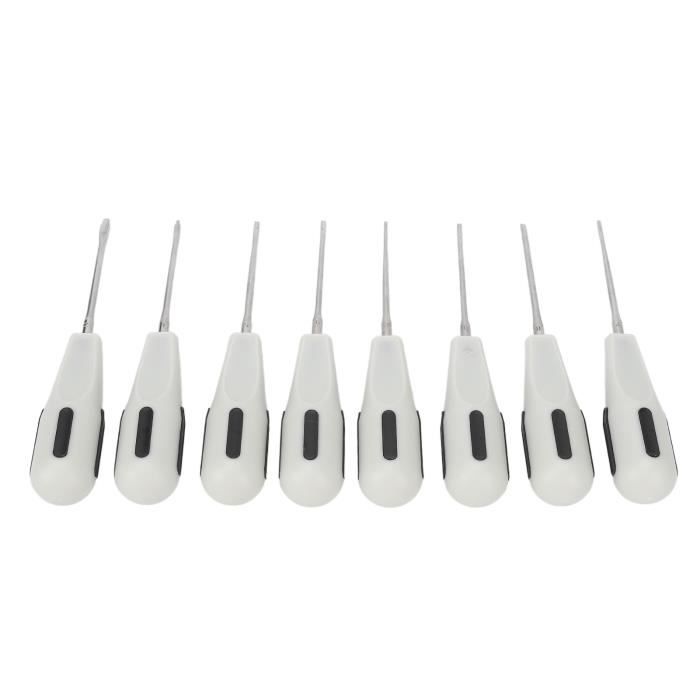Lot De 8 élévateurs Racinaires Dentaires (Potts Elevator) En Acier Inox - Pour Chirurgie Dentaire Et Extractions - Neuf Sous Blister