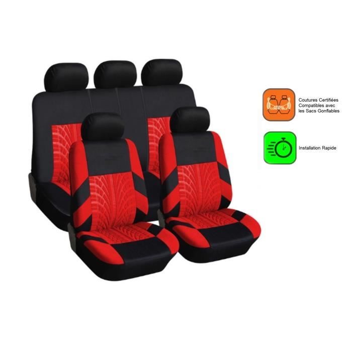 4PCS-1SET-Ensemble Complet Housses De Siege Couvre-Sieges Haute Qualite  housse de siège de voiture en cuir pu Universelles-NOIR - Cdiscount Auto