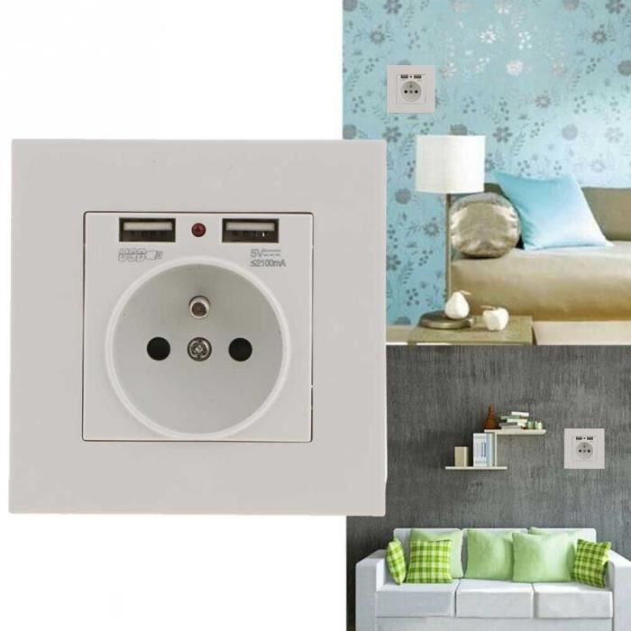 Prise Murale USB, Prise Electrique avec Double Prise USB Cdiscount