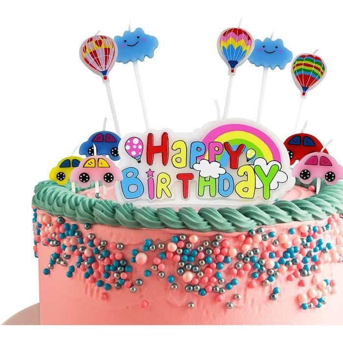 Lot De 11 Bougies Pour Gateau D Anniversaire Voiture Montgolfiere Bougies D Anniversaire Happy Birthday Pour Fete D Anniv 235 Cdiscount Maison