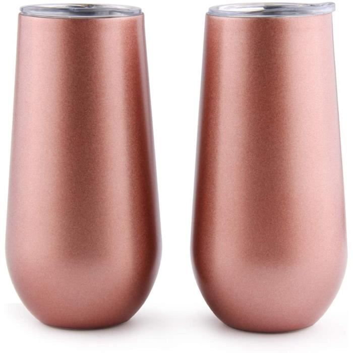 Flûte de Champagne Coupe à Champagne Lot de 2 Inox Double paroi Isolé