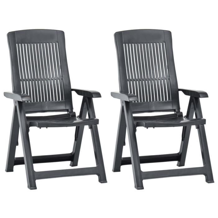 *neuf6192elégant - lot de 2 chaises inclinables de jardin fauteuils de jardin contemporain - set de 2 tabouret de jardin plastique a