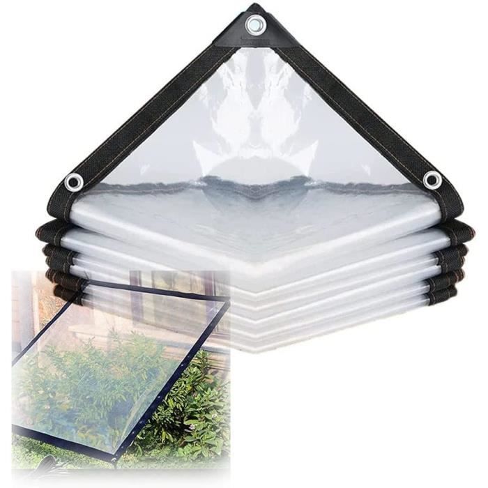 Rideaux Transparents Imperméables Pour Pergola Et Terrasse - Bâche PE 0,12 Mm, œillets Tous Les 50 Cm - Sur Mesure (3x2,5 M) - 2