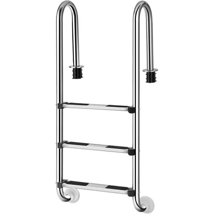Échelle De Piscine Well2wellness En Acier Inoxydable - 3+3 Marches - Jusqu'à 95 Cm