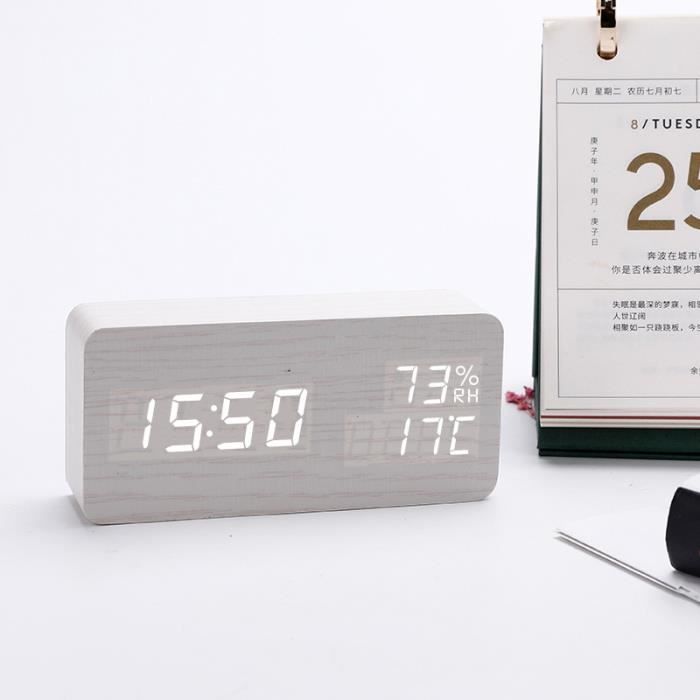 Horloge numérique Led blanche | Affichage Lcd de b... - Grandado