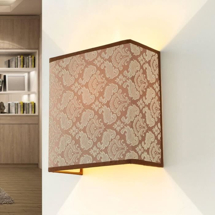 Applique d'intérieur Alice au design Loft Up & Down en tissu avec motif bois E27 idéale pour le