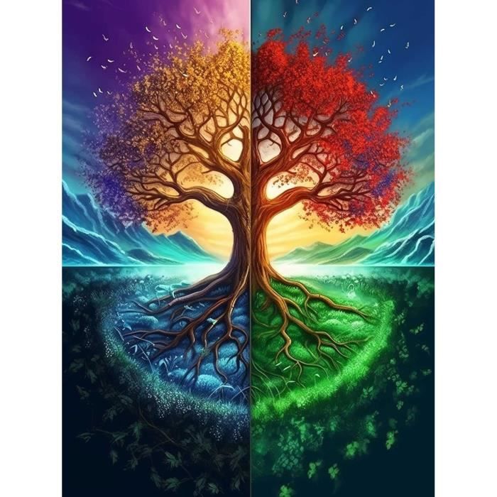 Kit Peinture Diamant DPIDEA Motif Arbre De Vie 30x40 Cm – Diamants 5D, Toile Adhésive, Loisir Créatif Adulte
