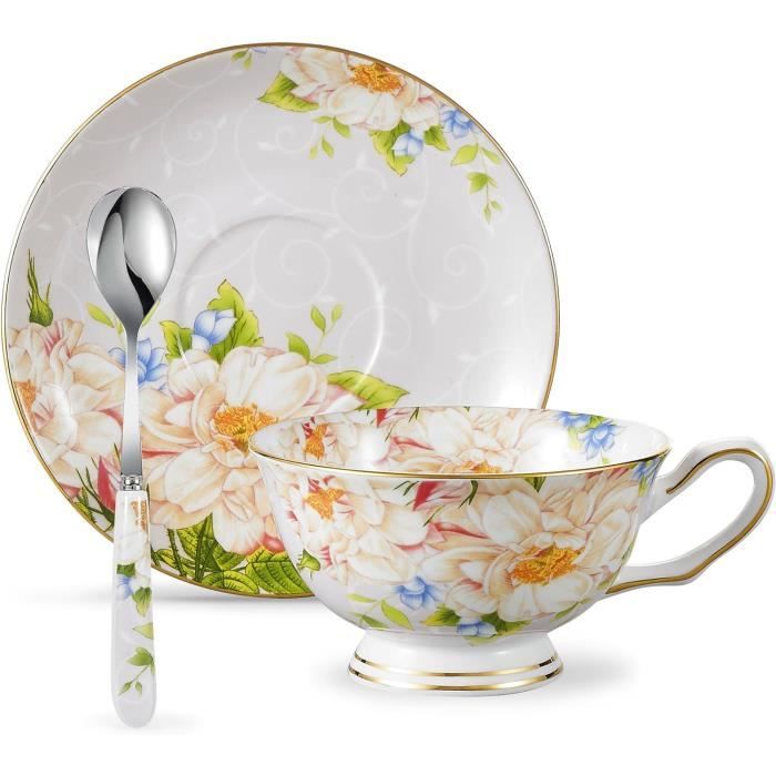 Service à Thé Home Color Cup 6 Pièces En Porcelaine Multicolore Avec Support Chromé - Sans Assiette