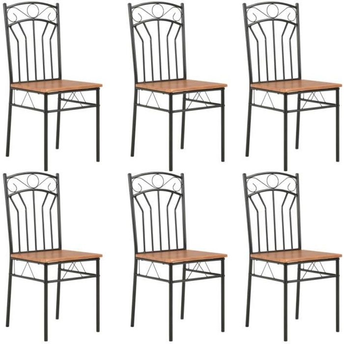 BOI® Chaises de salle à manger 6 pcs Marron MDF