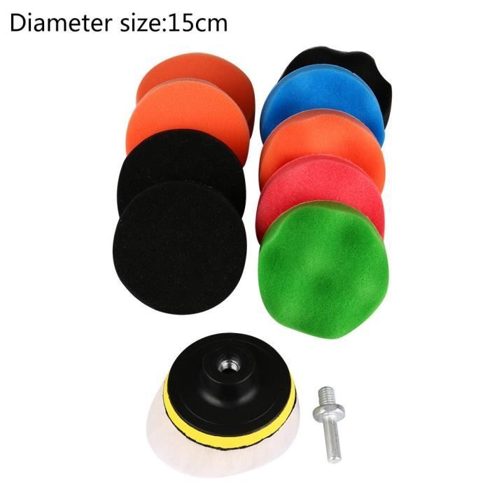 Kit 11 Pièces Tampons Polissage Perceuse Swpeet 6 Pouces – Éponge + Laine + Adaptateur M14 Pour Voiture
