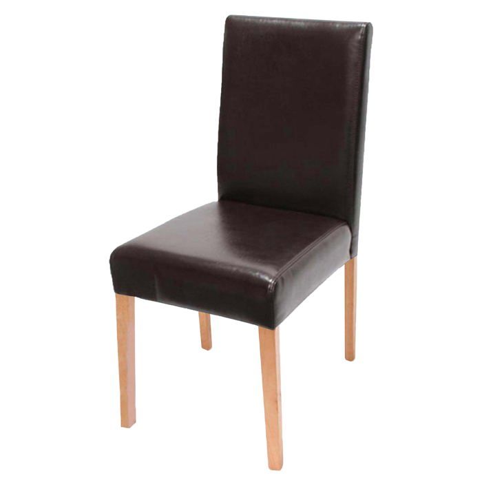 Chaise de salle à manger cuisine en cuir marron pieds en bois clair style moderne