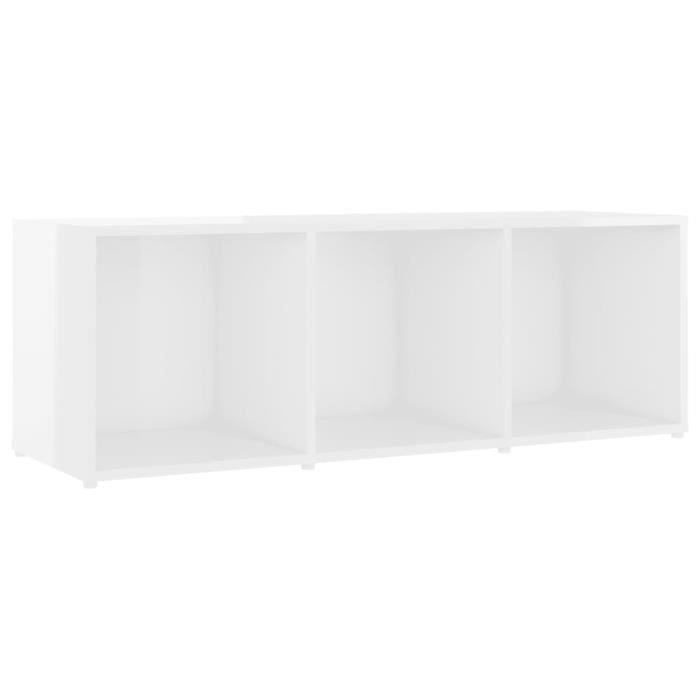 BONNE Armoire TV ,Table TV Design Moderne Meuble TV Blanc brillant 107x35x37 cm Aggloméré