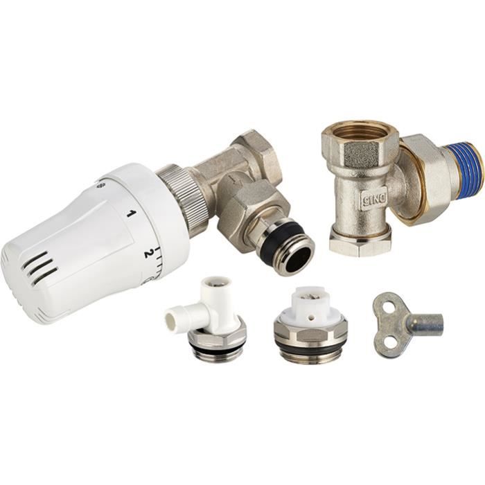 Kit Radiateur Kit Raccordement Radiateur Robinet Thermostatique Equerre + Coude de ...