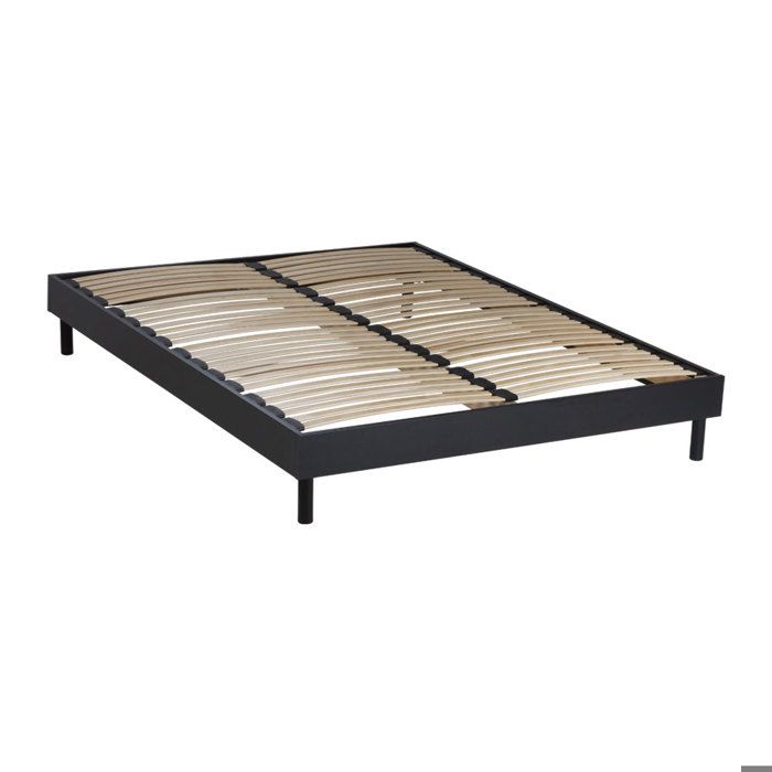 Sommier &agrave; lattes en kit- bois - couleur noire 180x200 cm 1SOMNOI180200