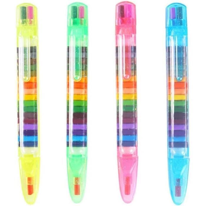 Ormromra Lot De 20 Crayons De Couleur Empilables 11 Couleurs – Crayons De Cire Blocs De Construction – Cadeau Enfant