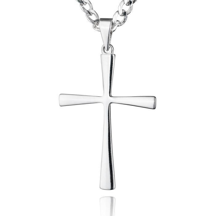 Pendentif Croix En Argent Sterling 925 Avec Zircones - Limani London (4.90g, 45mm)
