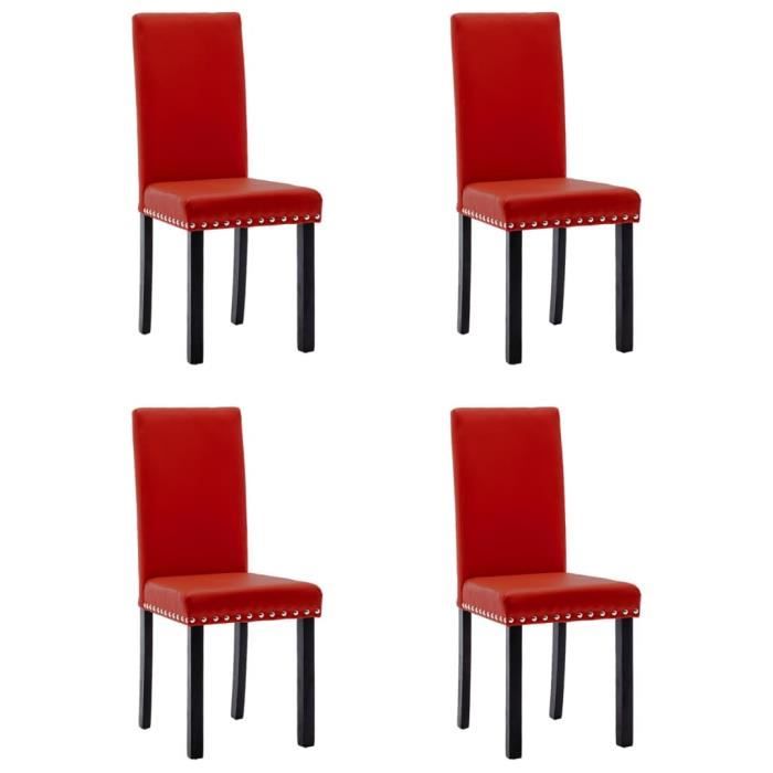 chaise de cuisine hommie - lot de 4 - moderne - minimaliste - rouge bordeaux pvc