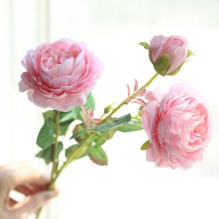 Fleurs Artificielles-Fausse Fleur-Roses artificielles en soie - Avec  feuilles - Sensation de toucher réaliste - Bouquet de 3 fl[746] - Cdiscount  Maison