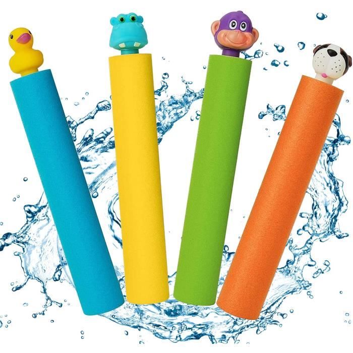 Pistolet à Eau en Mousse, Coloré Fusil à Eau pour Enfants, 4 Pistolets