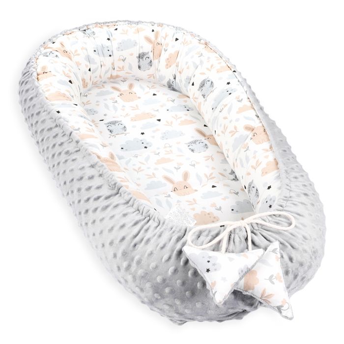 Nid d'enfant nouveau-né nid bébé nid câlin avec oreiller tresse ensemble pliable nid bébé double face lit bébé 75X45 cm Safari 