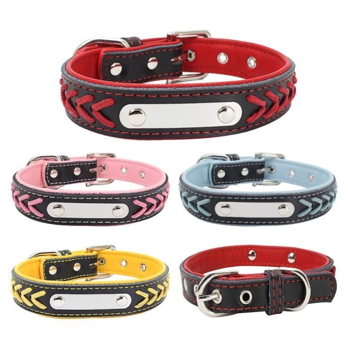 Collier De Chien Grave Personnalise Tresse Personnalise En Cuir Chiot Chat Colliers Pour Animaux De Compagnie Avec Plaque Signalet Achat Vente Collier Collier De Chien Grave Personn Cdiscount