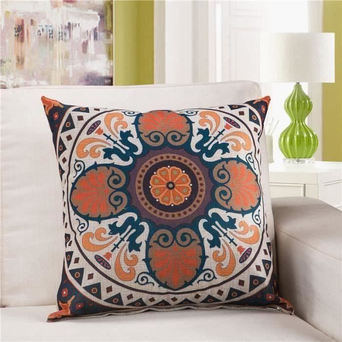 Boheme Style Housse De Coussin 45x45 En Lin Decoration Canape Sofa Ou Chambre Fermeture A Glissiere Achat Vente Housse De Coussin Cdiscount