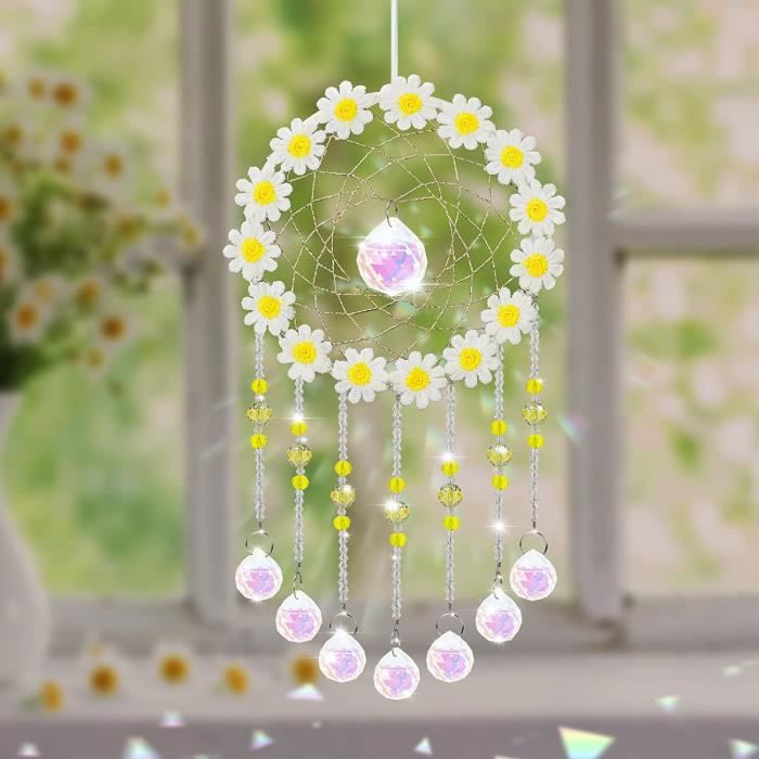 Attrape-Soleil,icyant Attrape-rêves en Cristal Suspendus de Prisme de Boule  de Verre Transparent Multicolore pour fenêtre de Jardin