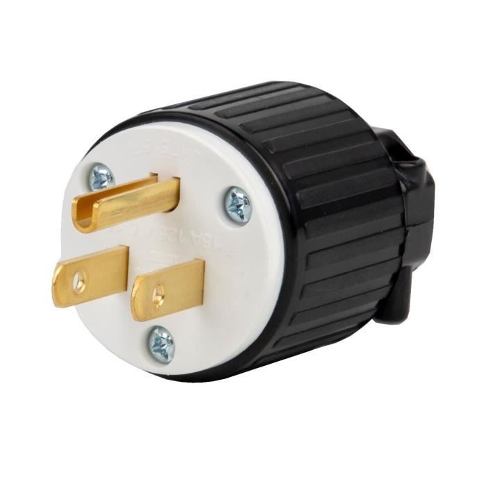 Adaptateur Prise Industrielle US 3 Broches Mâle 15A - 125V, 50/60Hz, En ABS Et Cuivre, Pour Rallonges