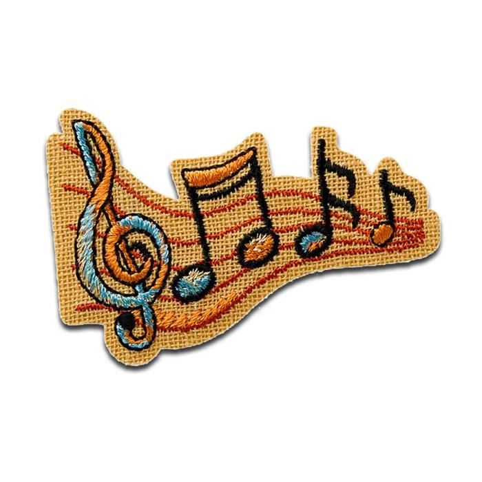 Patch Brodé Thermocollant Drapeau Avec Note De Musique Et Clé De Sol - Décoration Sac à Dos, Veste