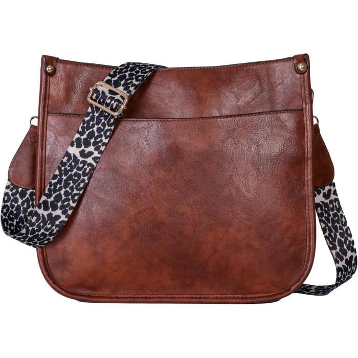 HUA ANGEL Sac Bandoulière Femme Cuir PU - Fourre-Tout Multipotches Avec Poche Antivol - Bureau, Voyage