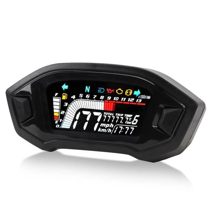 Compteur De Vitesse Moto Universel - Noir - Avec Jauge D'huile - Neuf - Compatible Multi-marques